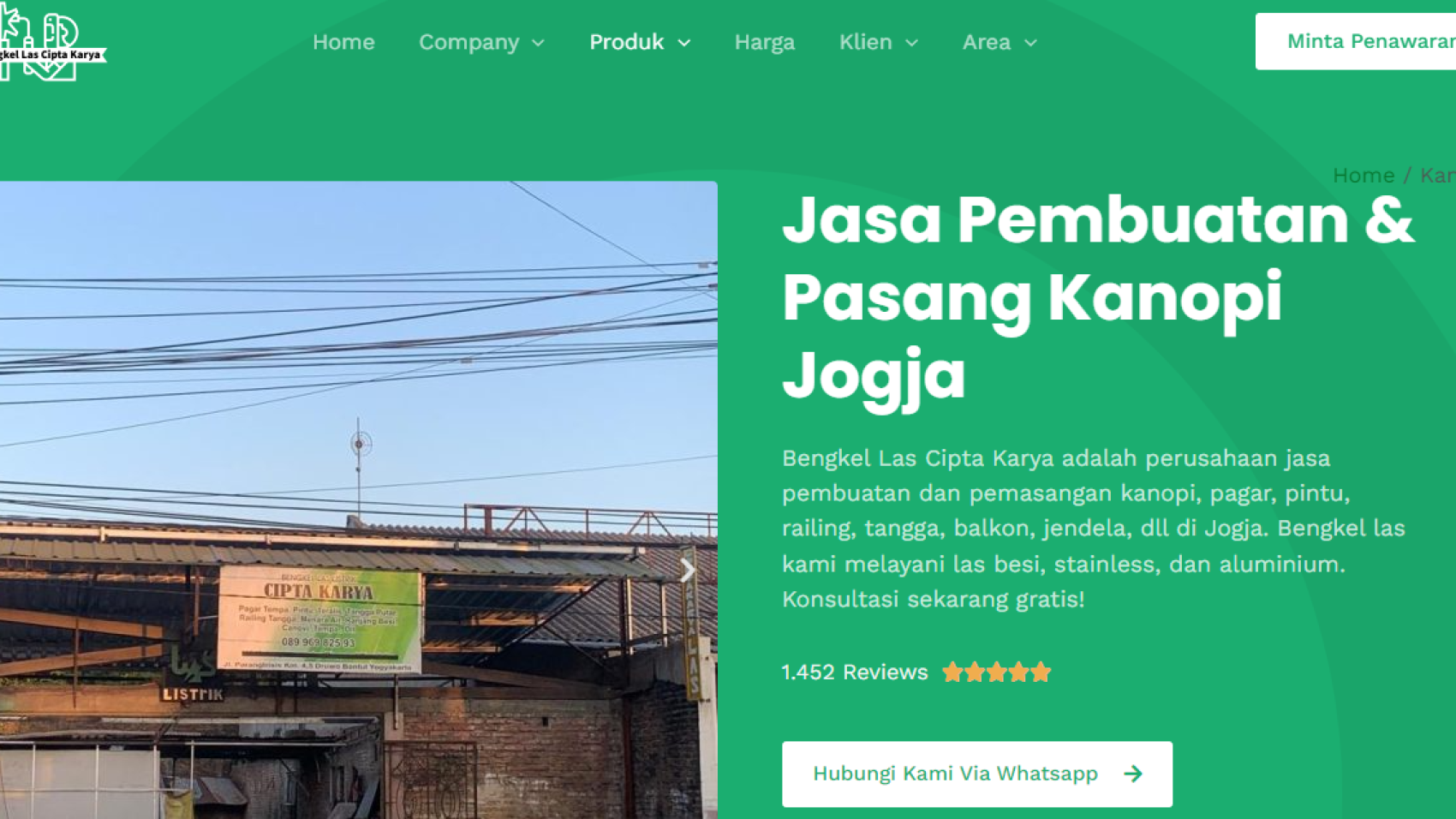 jasa kanopi jogja bengkel las cipta karya