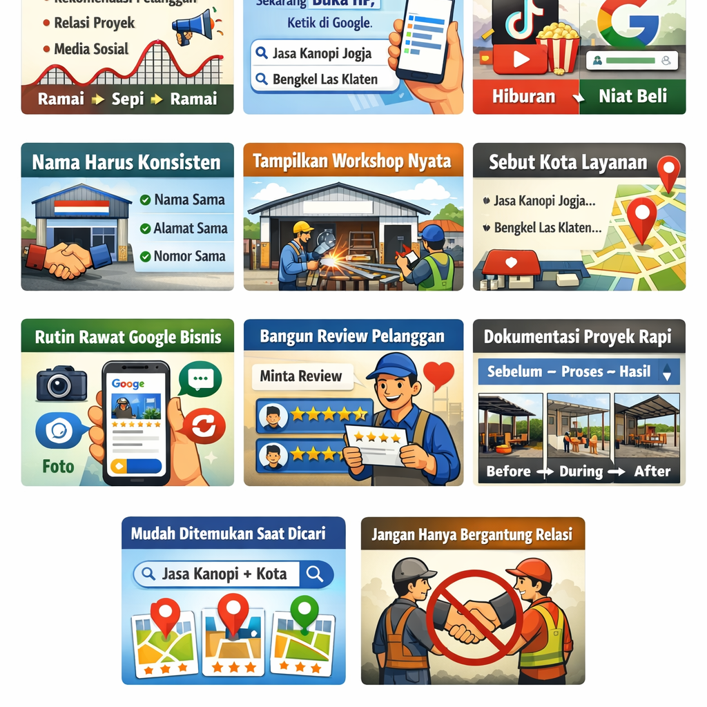 Cara Jasa Kanopi Mendapat Order Lebih Stabil (Tanpa Harus Bayar Iklan Terus)