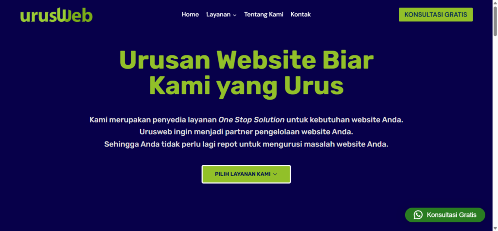 3. UrusWeb — Menarik untuk Bisnis yang Tidak Ingin Website-nya Dibiarkan Setelah Jadi