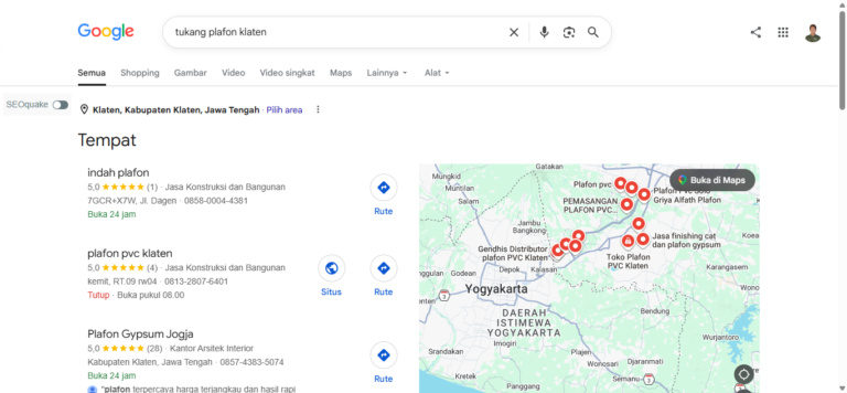 15 Tukang/Jasa Plafon Klaten yang Muncul di Google Maps